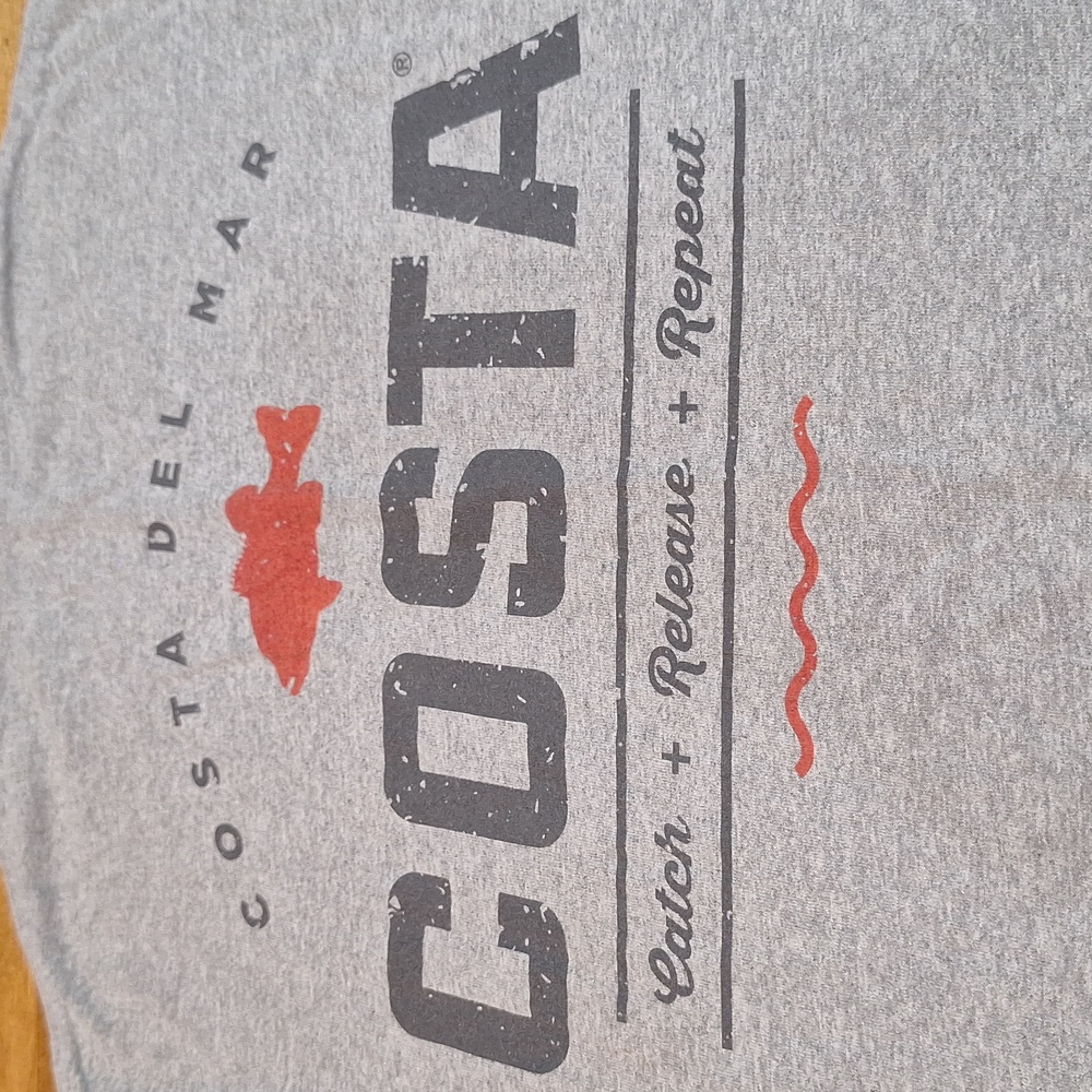 Costa Fishing Shortsleeve Tshirt Catch Release Repeat‎ Gray Small Mens